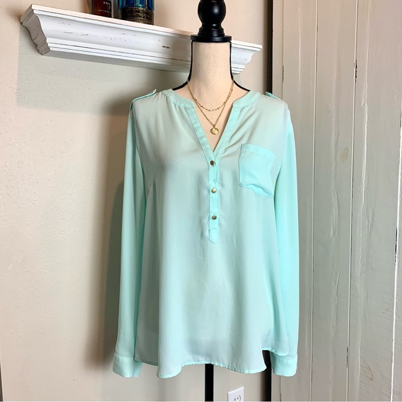 The Limited Tops - The Limited Long Sleeve Semi-Sheer Blouse Size Large